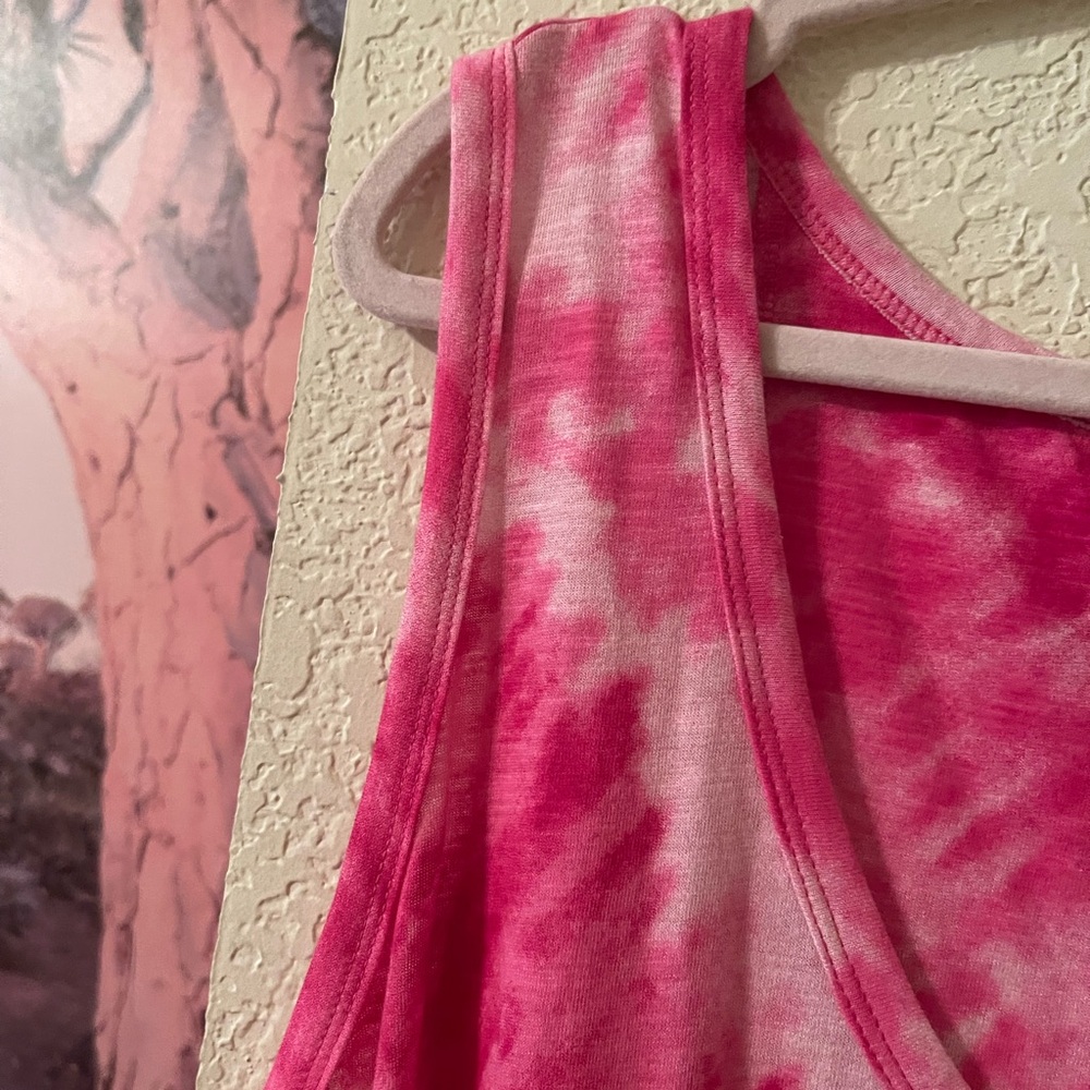 Plus Size Womens pink tie dye flowy tank dress size 3X NEW - Picture 3 of 10